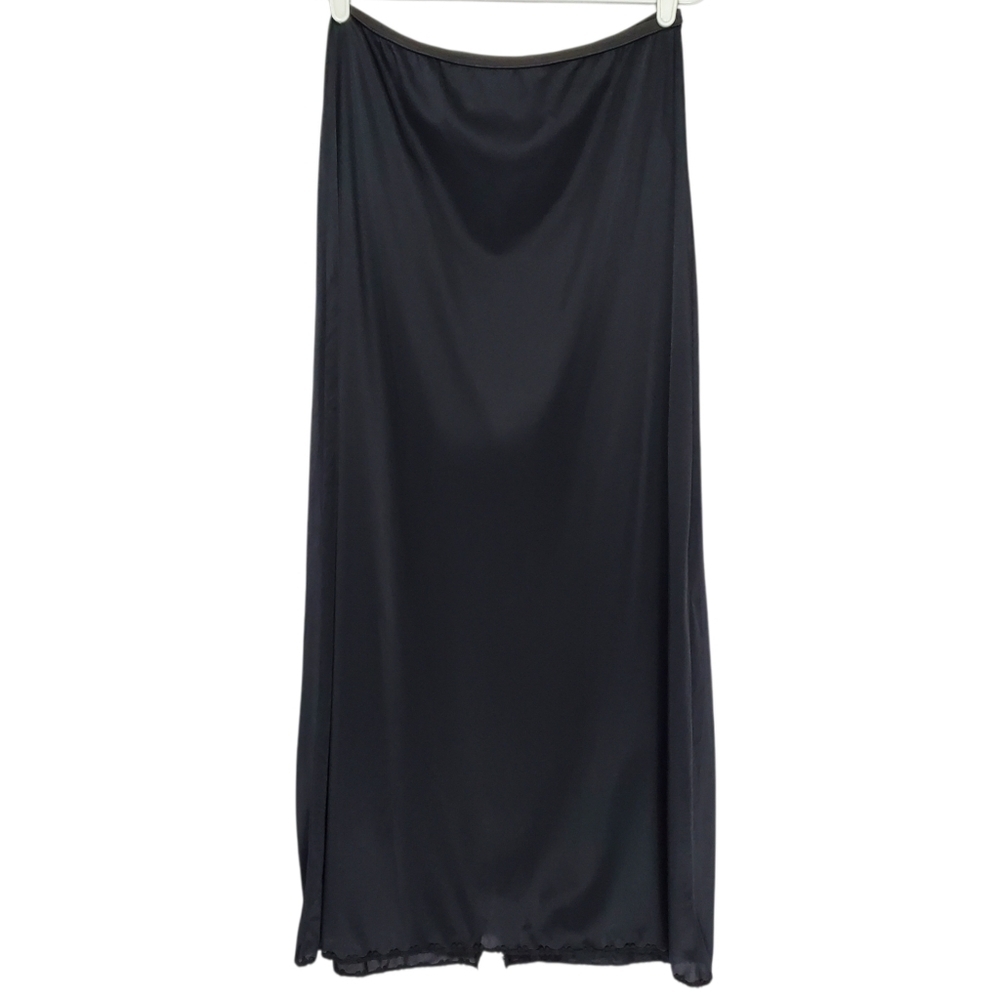 2473 * Olga Vintage 80s 90s Long Nylon Slip Black Size S Made In USA
